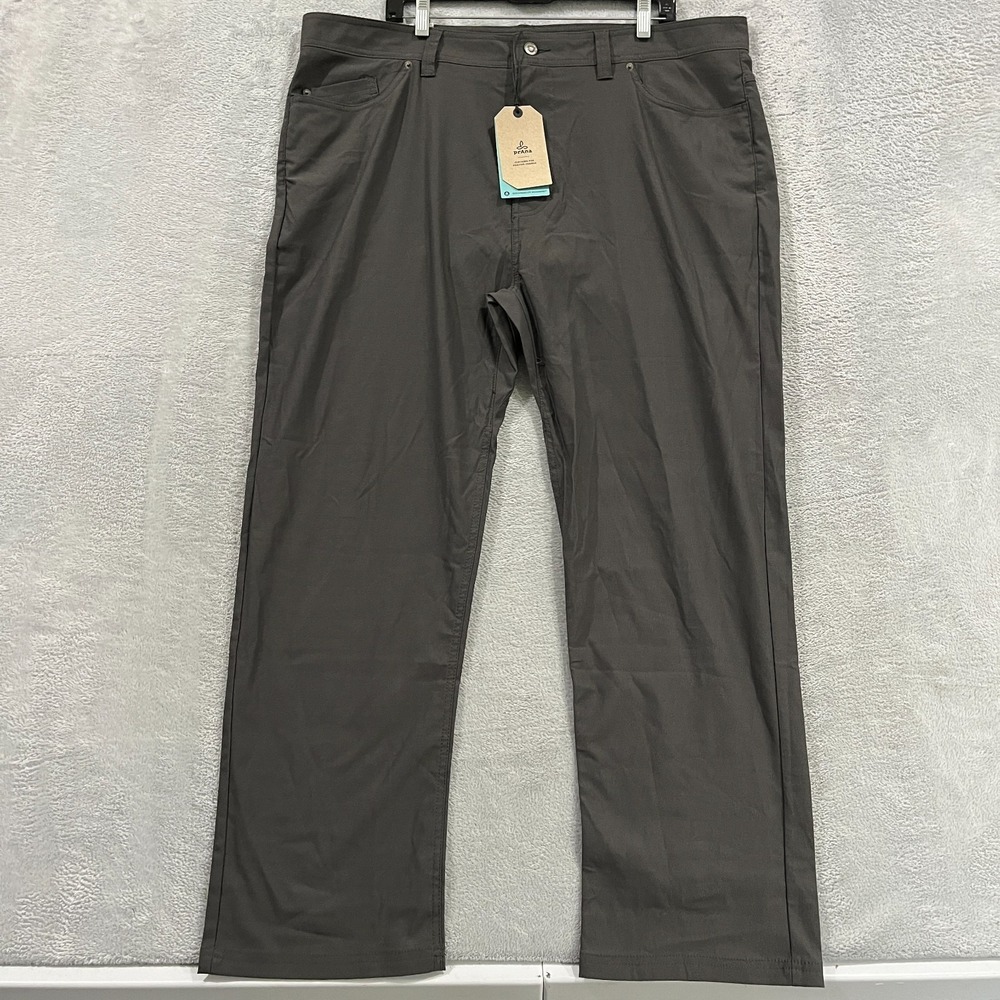 Prana Brion II Pants 42x30 Stretch Slim Fit Tapered Dark Iron Gray Hiking Trails